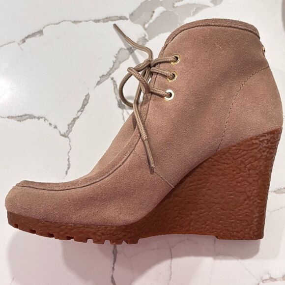 MICHAEL Michael Kors | Rory Boot Chukka Wedge Lace Up Sand Taupe Suede Size 5 - Picture 9 of 15